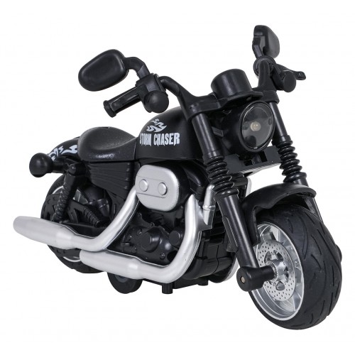 Kovový motocykl černý se světly a funkcí zvuku