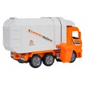 Popelářské auto s oranžovými světly a zvuky