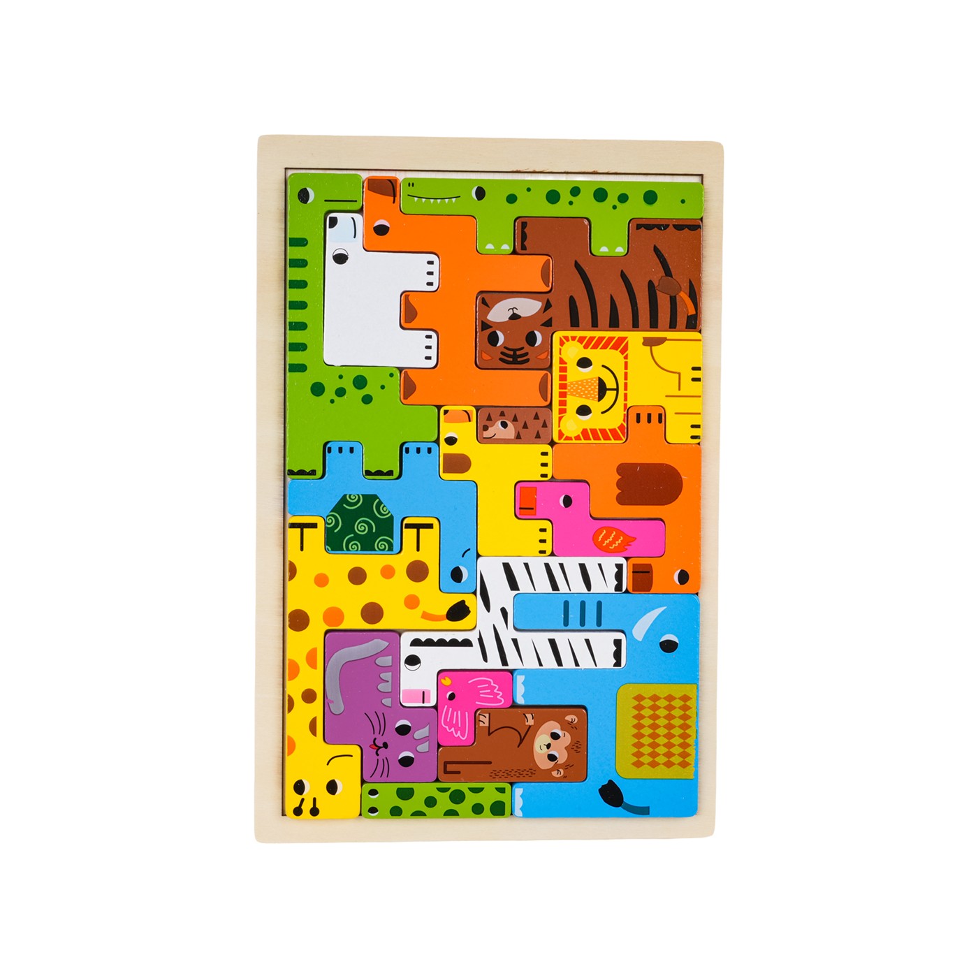 Dřevěná sada puzzle zvířat