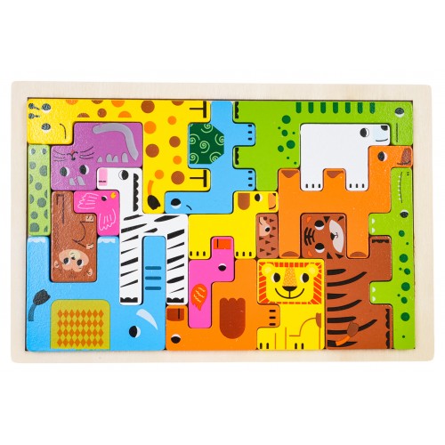 Dřevěná sada puzzle zvířat