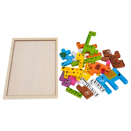 Dřevěná sada puzzle zvířat