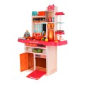 Stylová růžová dětská kuchyňská baterie 3+ vodovodní baterie + interaktivní hořák s párou + audio panel 65 el.
