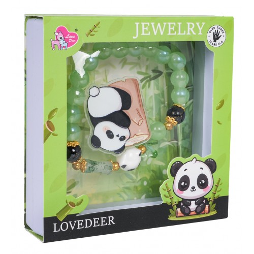 Sada šperků s náramkem panda zelený