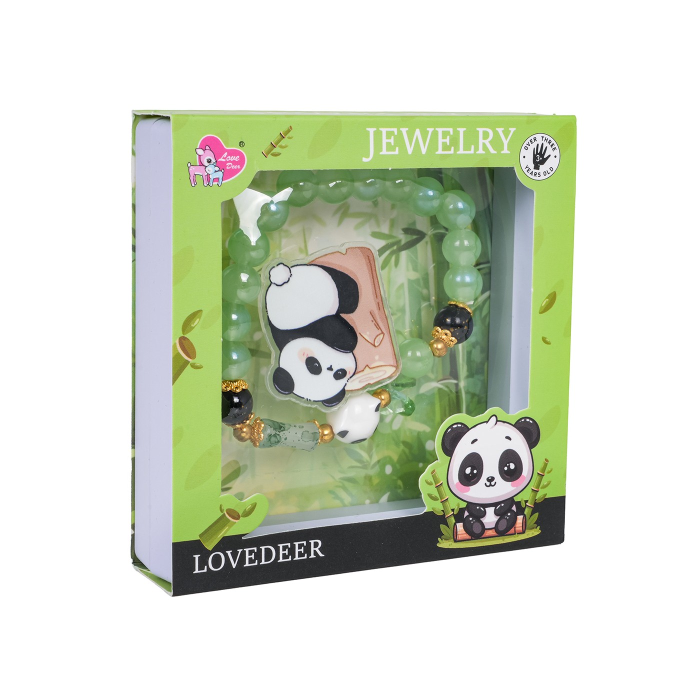 Sada šperků s náramkem panda zelený