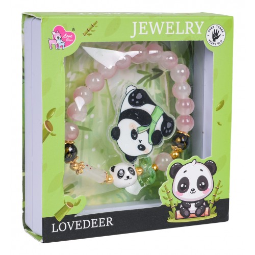 Sada šperků s náramkem panda růžová