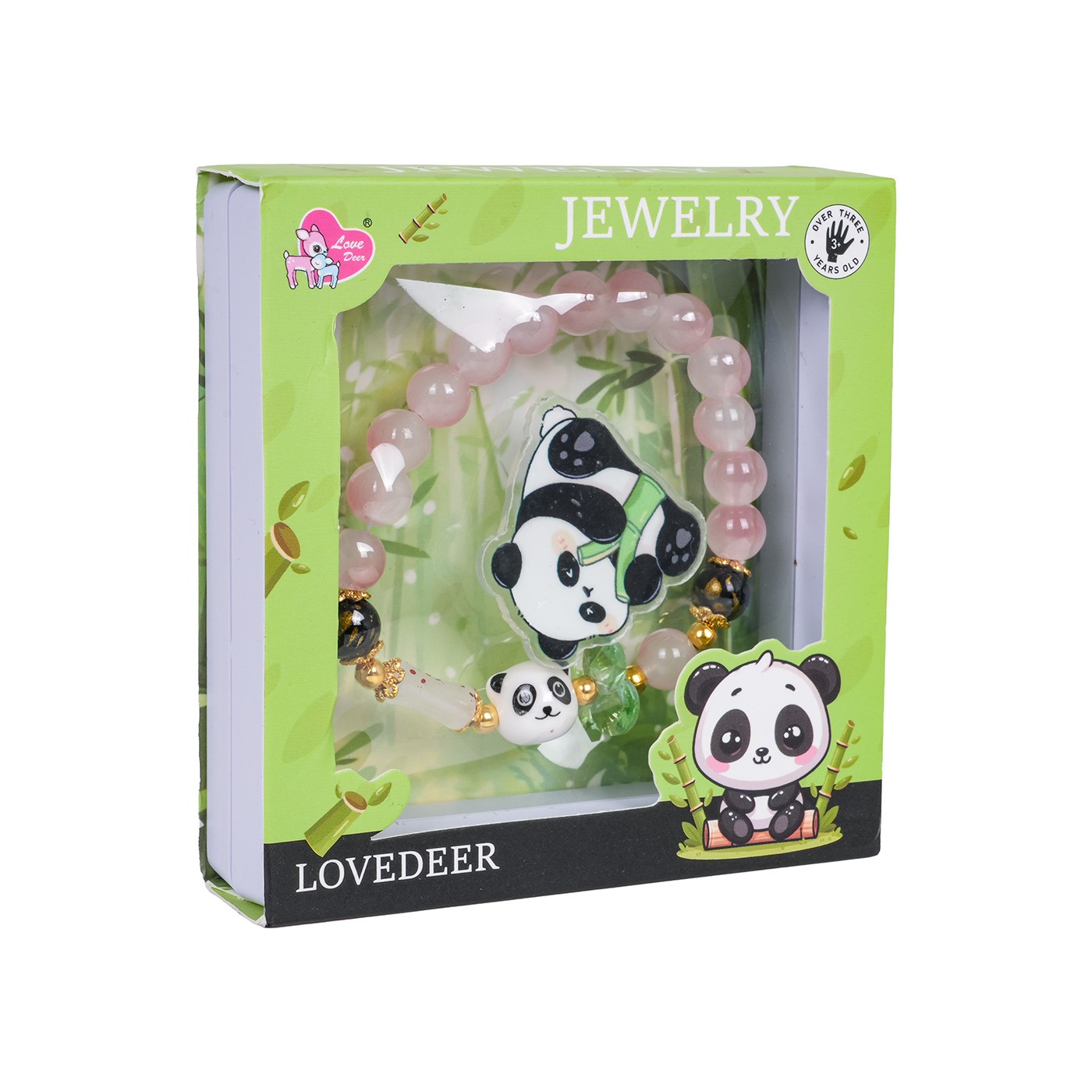 Sada šperků s náramkem panda růžová
