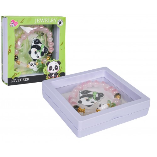 Sada šperků s náramkem panda růžová