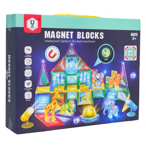 Sada 3D magnetických bloků ZOO, 64 dílků.