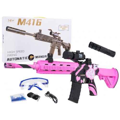 Puška M416 Pink Water Diabolo + příslušenství