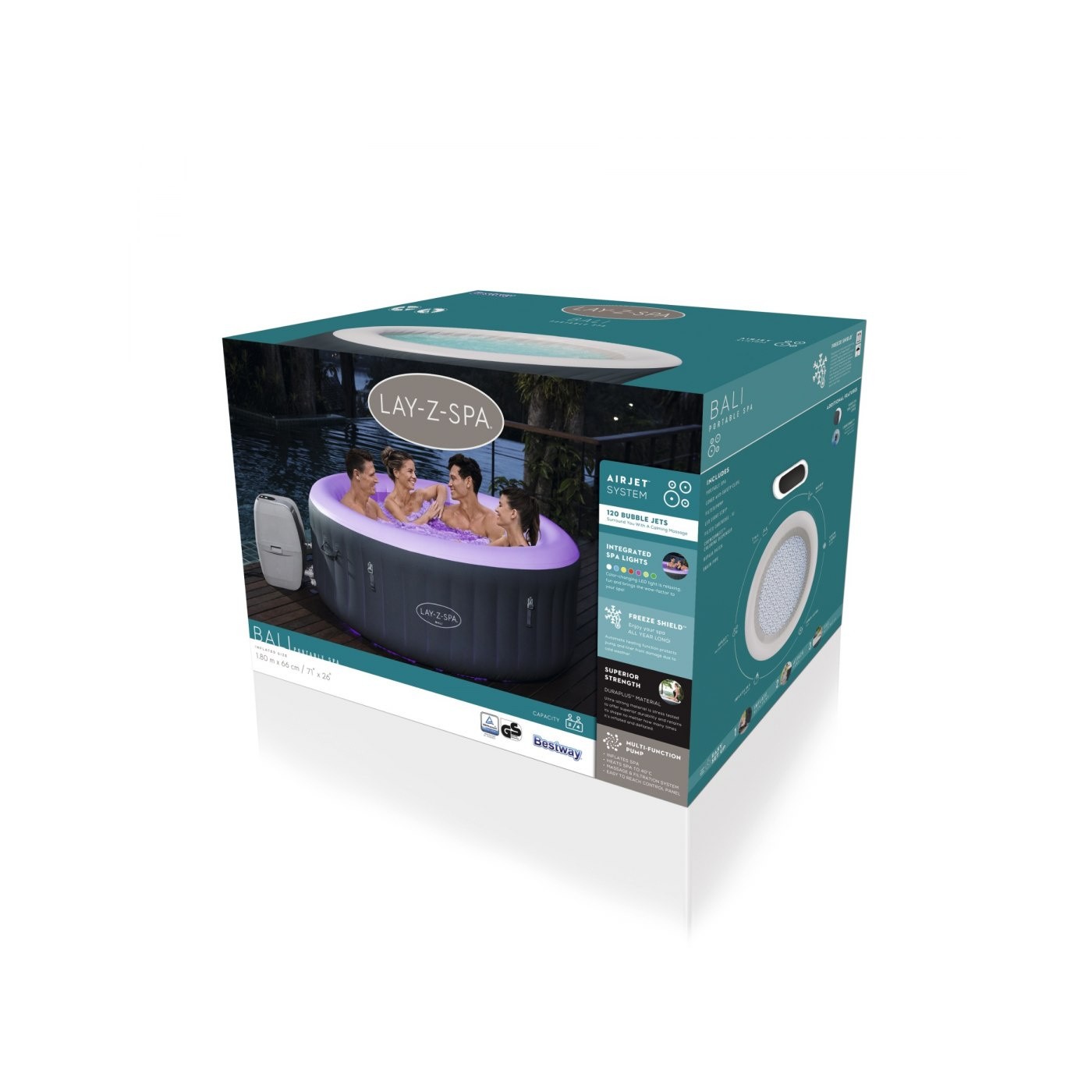 Bali Lay-Z-Spa AirJet Home Jacuzzi BESTWAY 4místné LED příslušenství