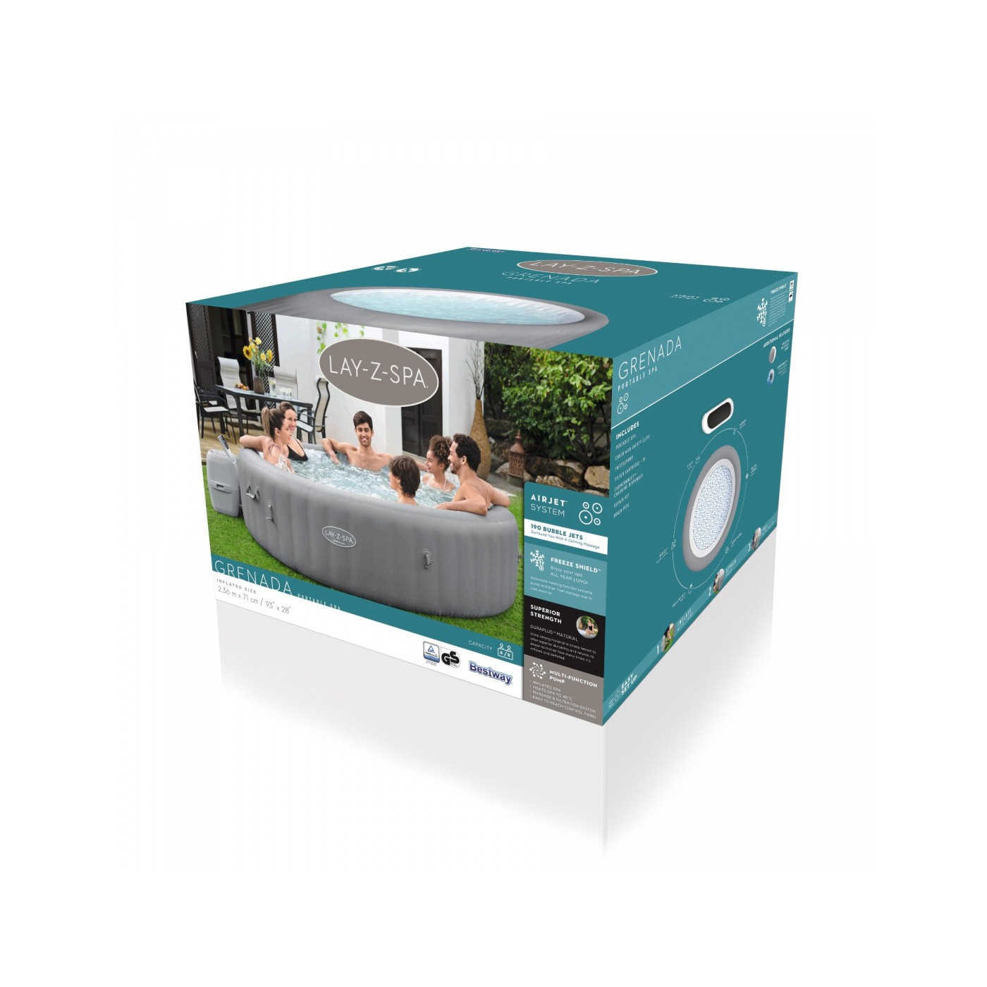 Grenada Lay-Z-Spa AirJet Jacuzzi BESTWAY 8místný krytový filtr čerpadla