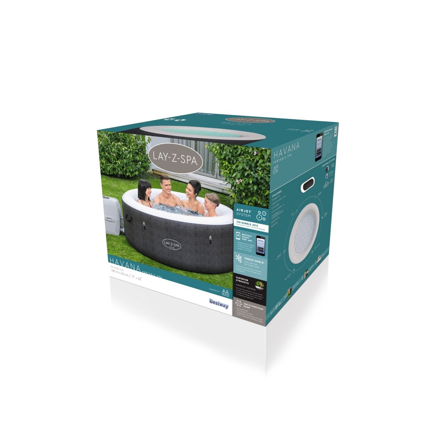 Havana Lay-Z-Spa AirJet Jacuzzi Garden BESTWAY 4místné příslušenství čerpadla