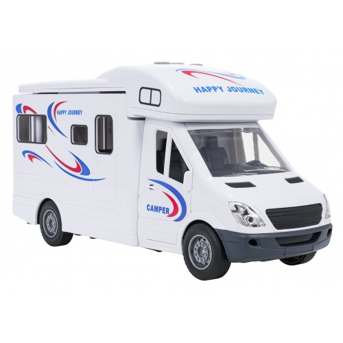 Bílý karavan se světly a zvukovou funkcí