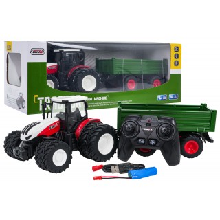 Červený R/C tahač se zeleným návěsem