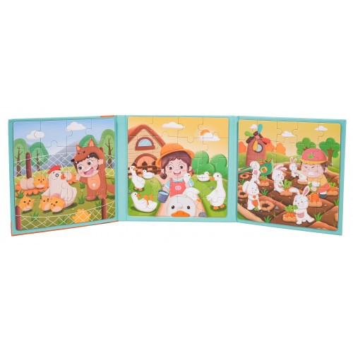 Magnetické puzzle Farma + kniha