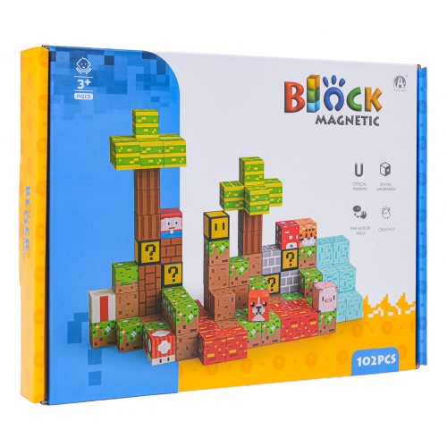 Sada magnetických kostek, bloků, 102 dílků.
