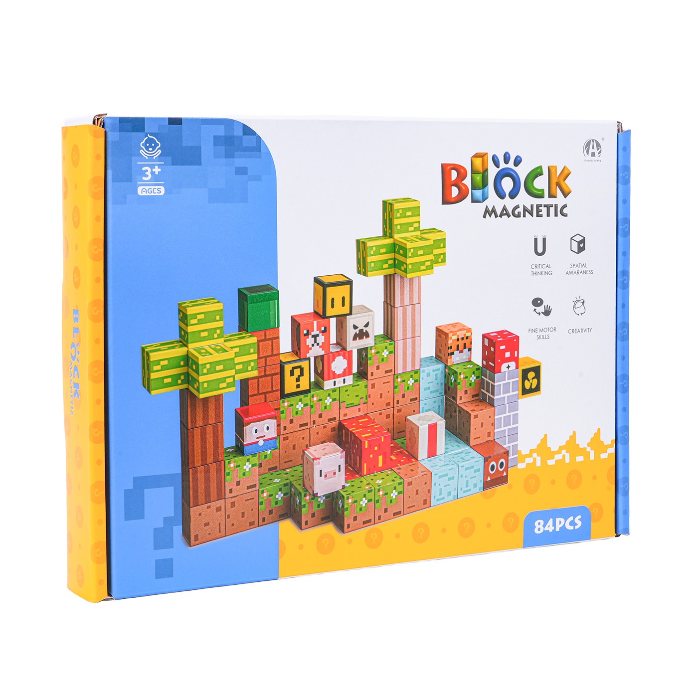 Sada magnetických kostek, bloků, 84 dílů.