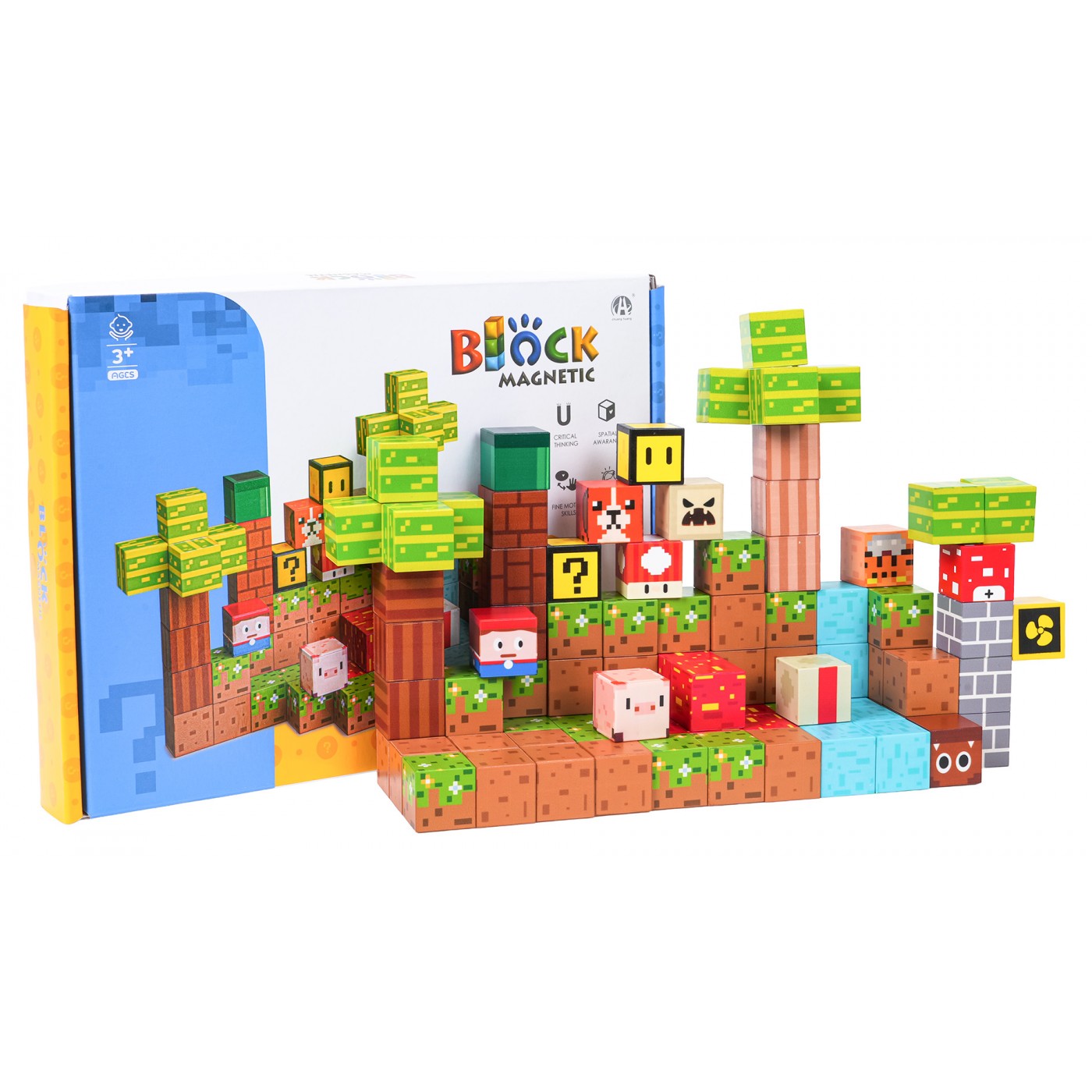 Sada magnetických kostek, bloků, 84 dílů.