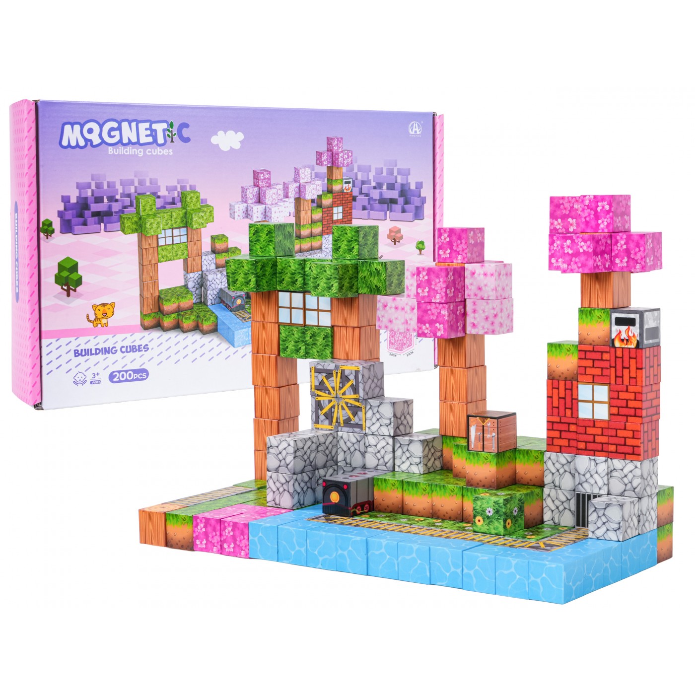 Sada magnetických kostek, bloků, 200 ks.