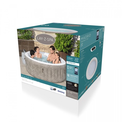 Madrid Lay-Z-Spa Jacuzzi pro zahradu BESTWAY 4-lůžkový + čerpadlo s filtrem + kryt