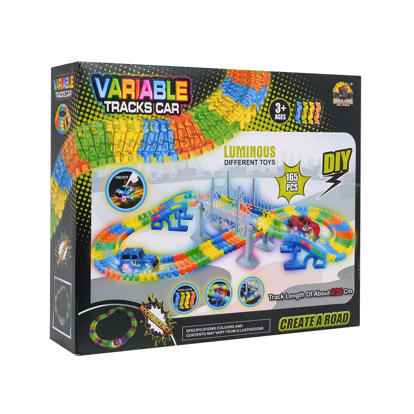 VARIABILNÍ 165dílná závodní dráha pro auta