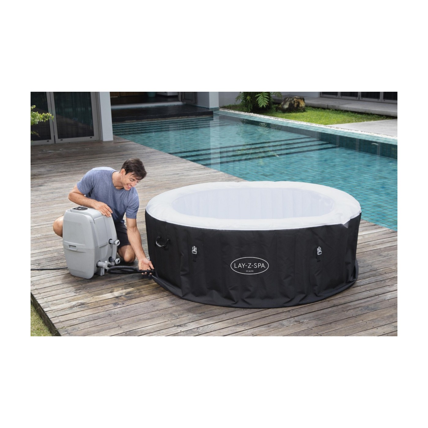 Miami Lay-Z-Spa Nafukovací Spa BESTWAY 4místný panelový filtr čerpadla