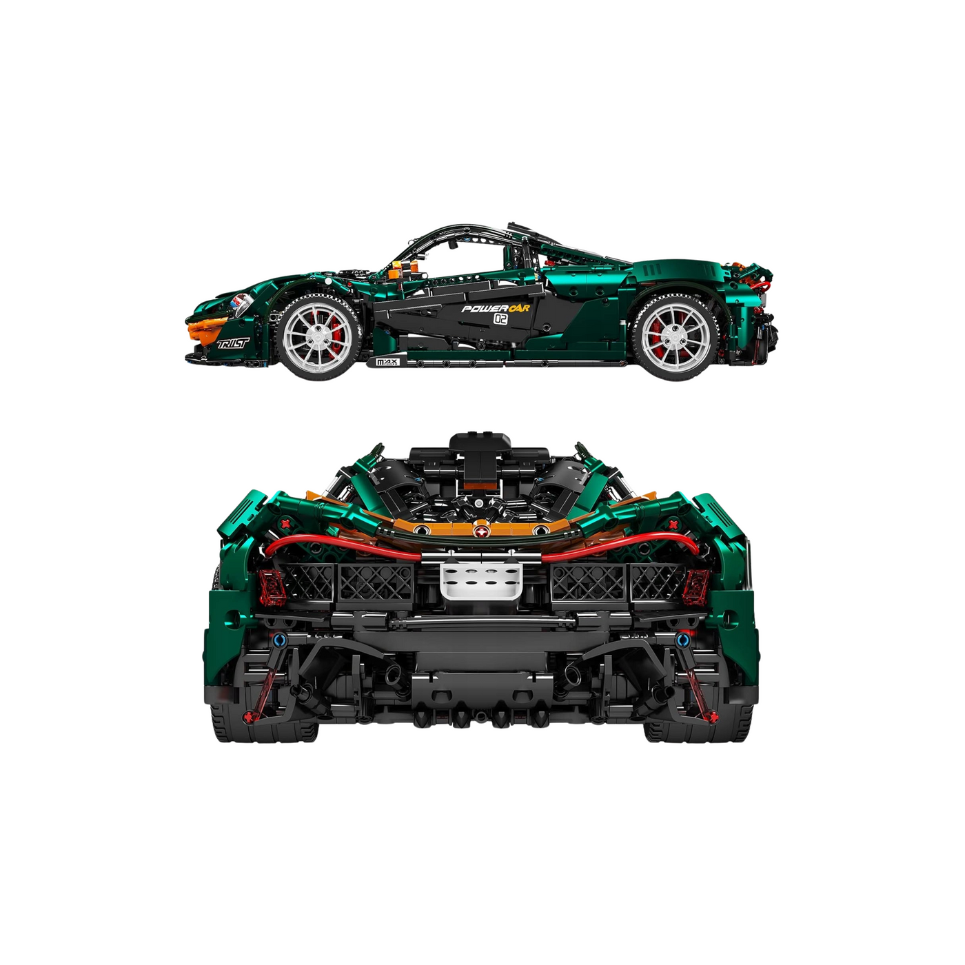 Sada stavebních kostek sportovních aut, zelená, 3268 dílků.