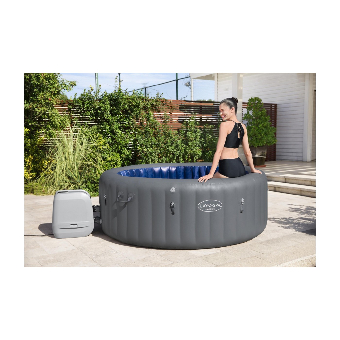 Santorini Lay-Z-Spa HydroJet Pro Garden Jacuzzi BESTWAY 7místné čerpadlo LED 5 polštářů