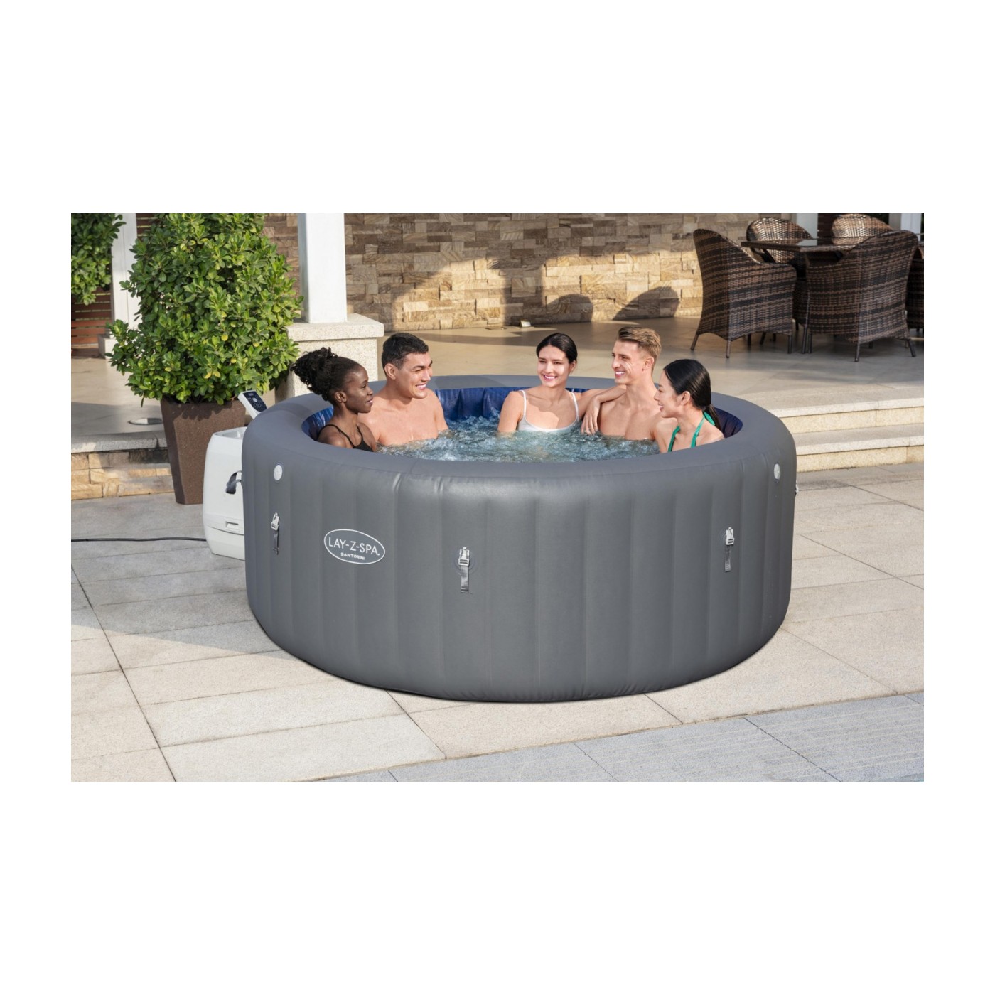 Santorini Lay-Z-Spa HydroJet Pro Garden Jacuzzi BESTWAY 7místné čerpadlo LED 5 polštářů
