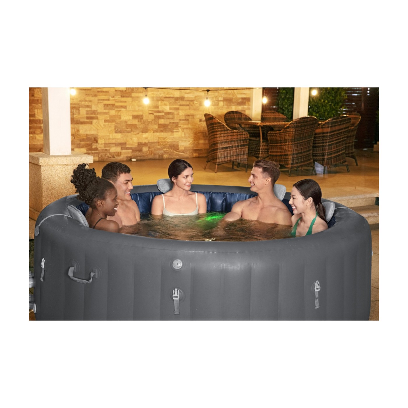 Santorini Lay-Z-Spa HydroJet Pro Garden Jacuzzi BESTWAY 7místné čerpadlo LED 5 polštářů