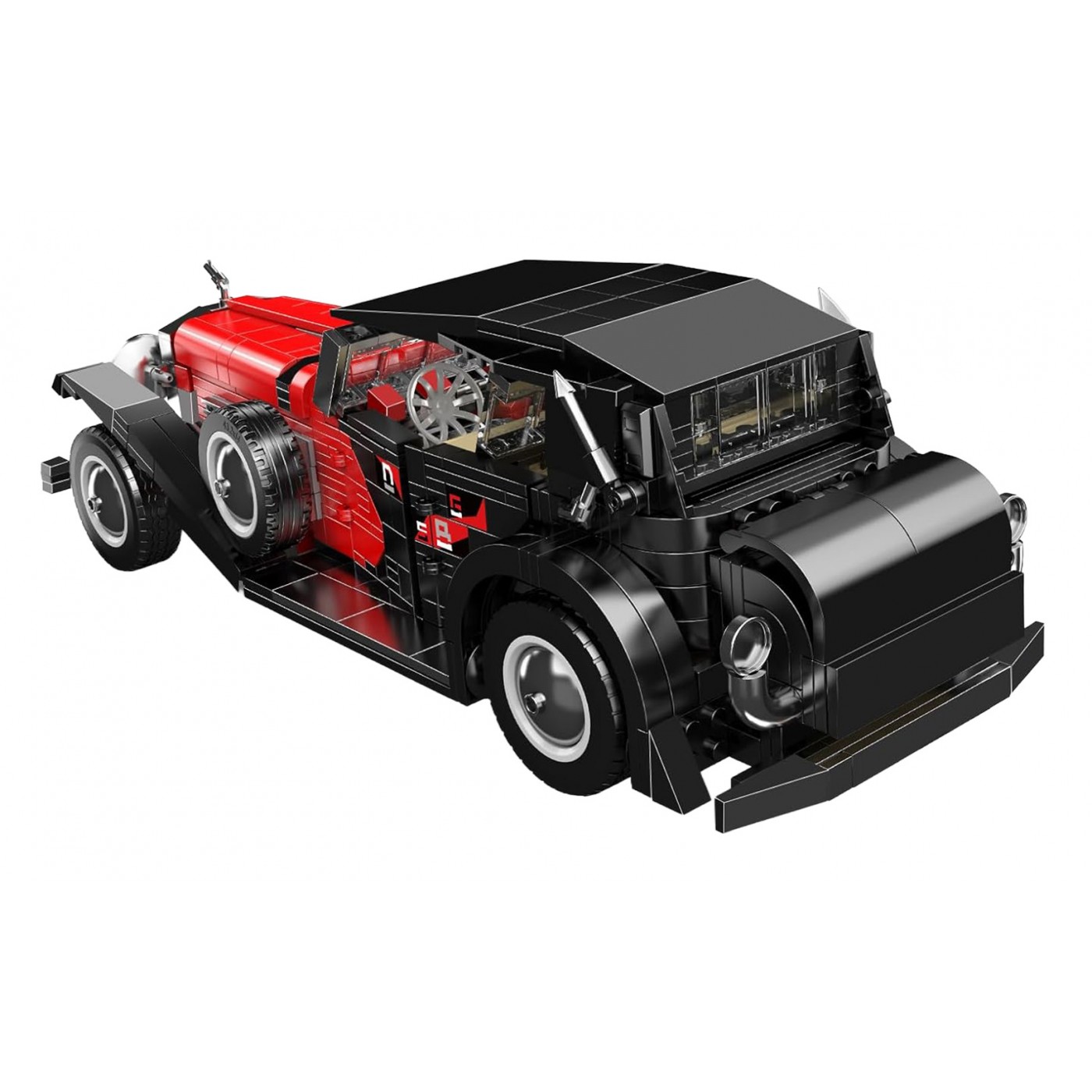 Sada retro vozidel červených stavebních kostek 1308 dílků.
