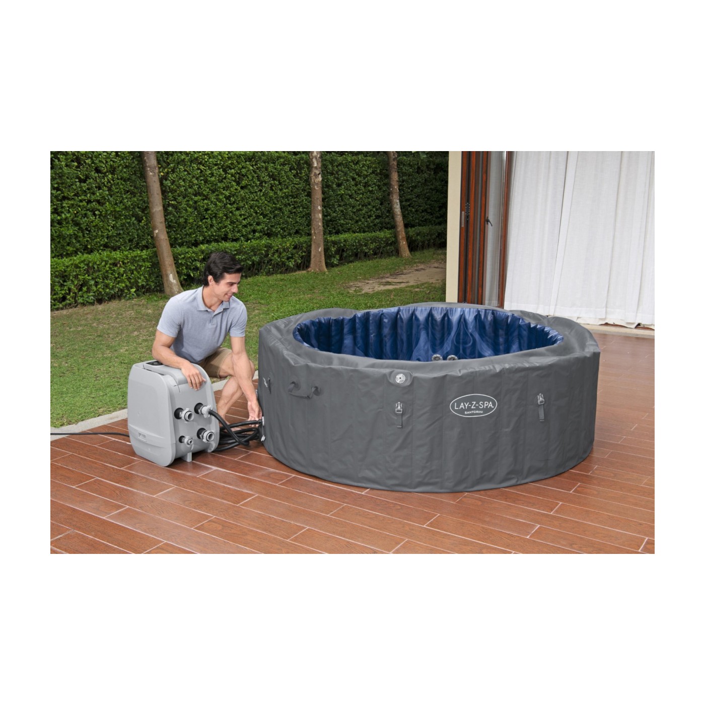 Santorini Lay-Z-Spa HydroJet Pro Garden Jacuzzi BESTWAY 7místné čerpadlo LED 5 polštářů
