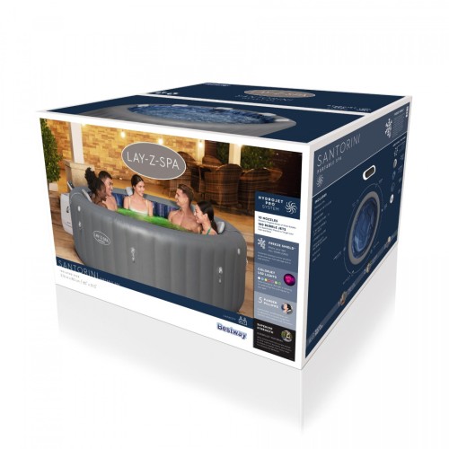 Santorini Lay-Z-Spa HydroJet Pro Garden Jacuzzi BESTWAY 7místné čerpadlo LED 5 polštářů