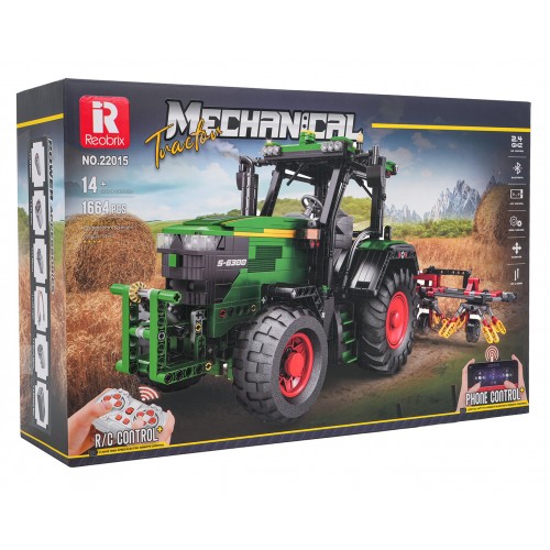 Sada stavebních kostek Zelený traktor + příslušenství 1828 dílků.