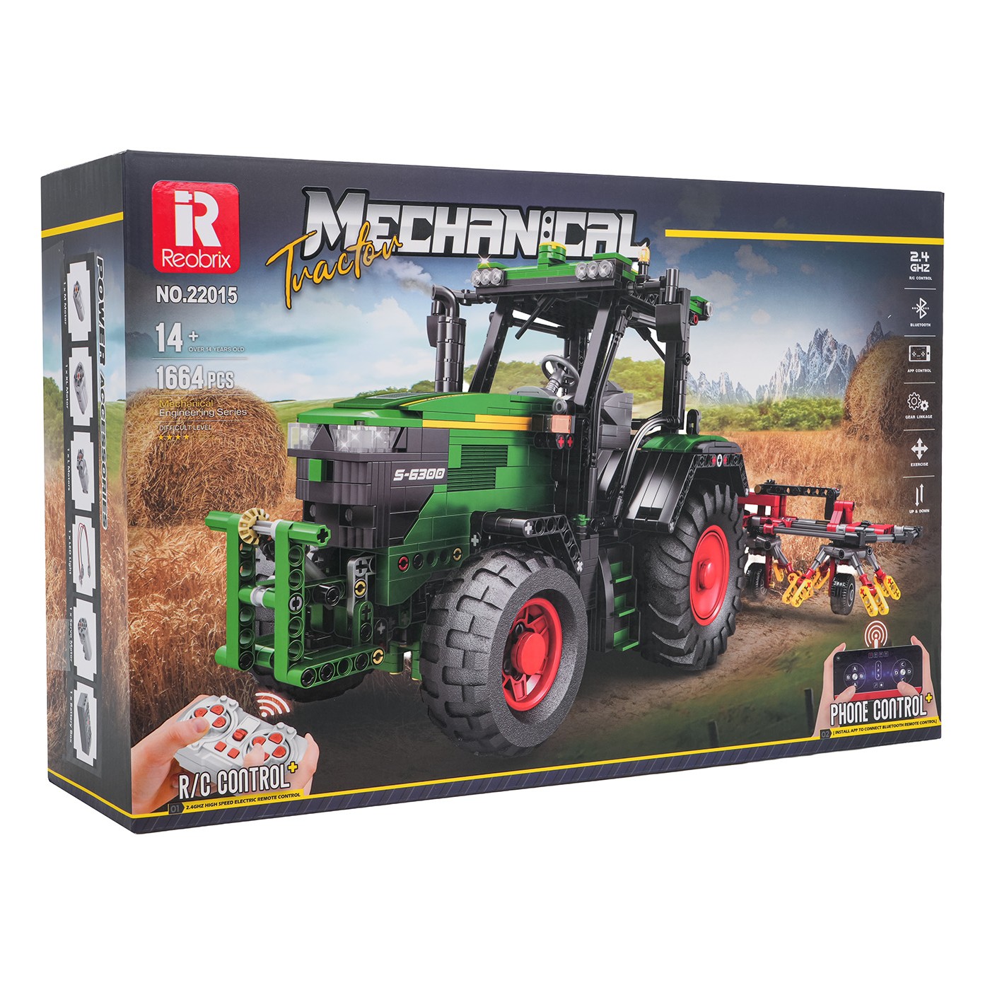 Sada stavebních kostek Zelený traktor + příslušenství 1828 dílků.