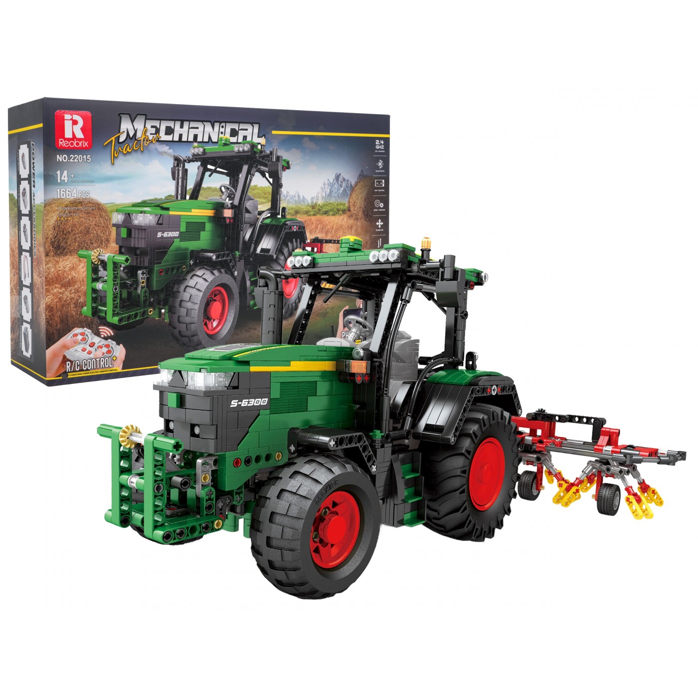 Sada stavebních kostek Zelený traktor + příslušenství 1828 dílků.