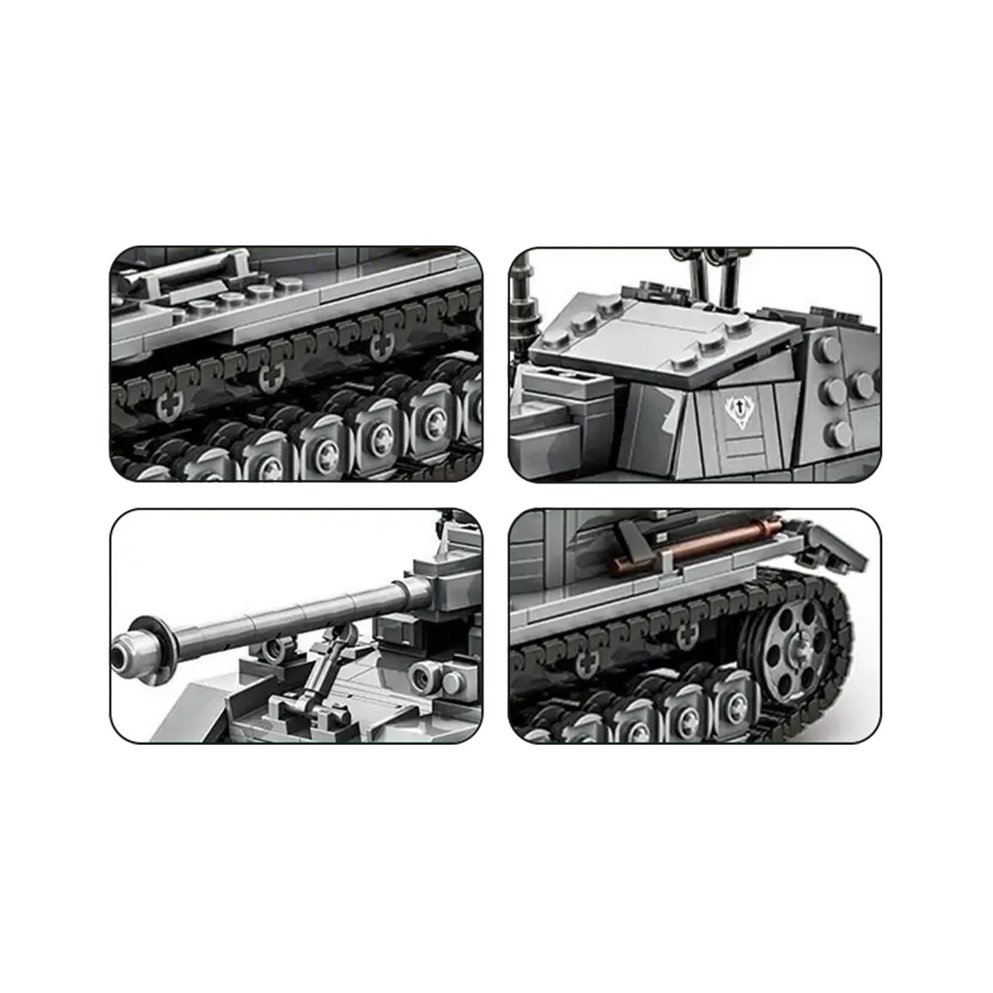 Sada stavebních kostek Šedý tank, 632 dílků.