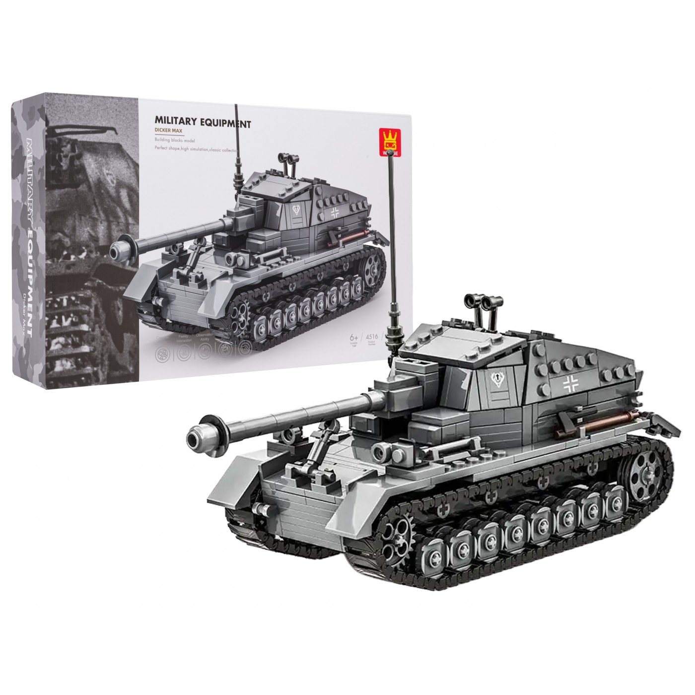 Sada stavebních kostek Šedý tank, 632 dílků.