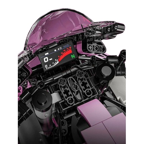 Sada stavebních kostek Motocyklový závodník, růžová, 2066 dílků.