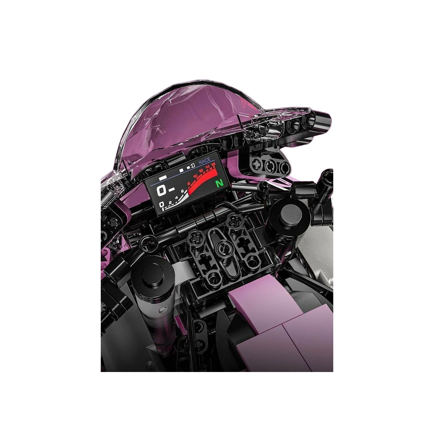 Sada stavebních kostek Motocyklový závodník, růžová, 2066 dílků.