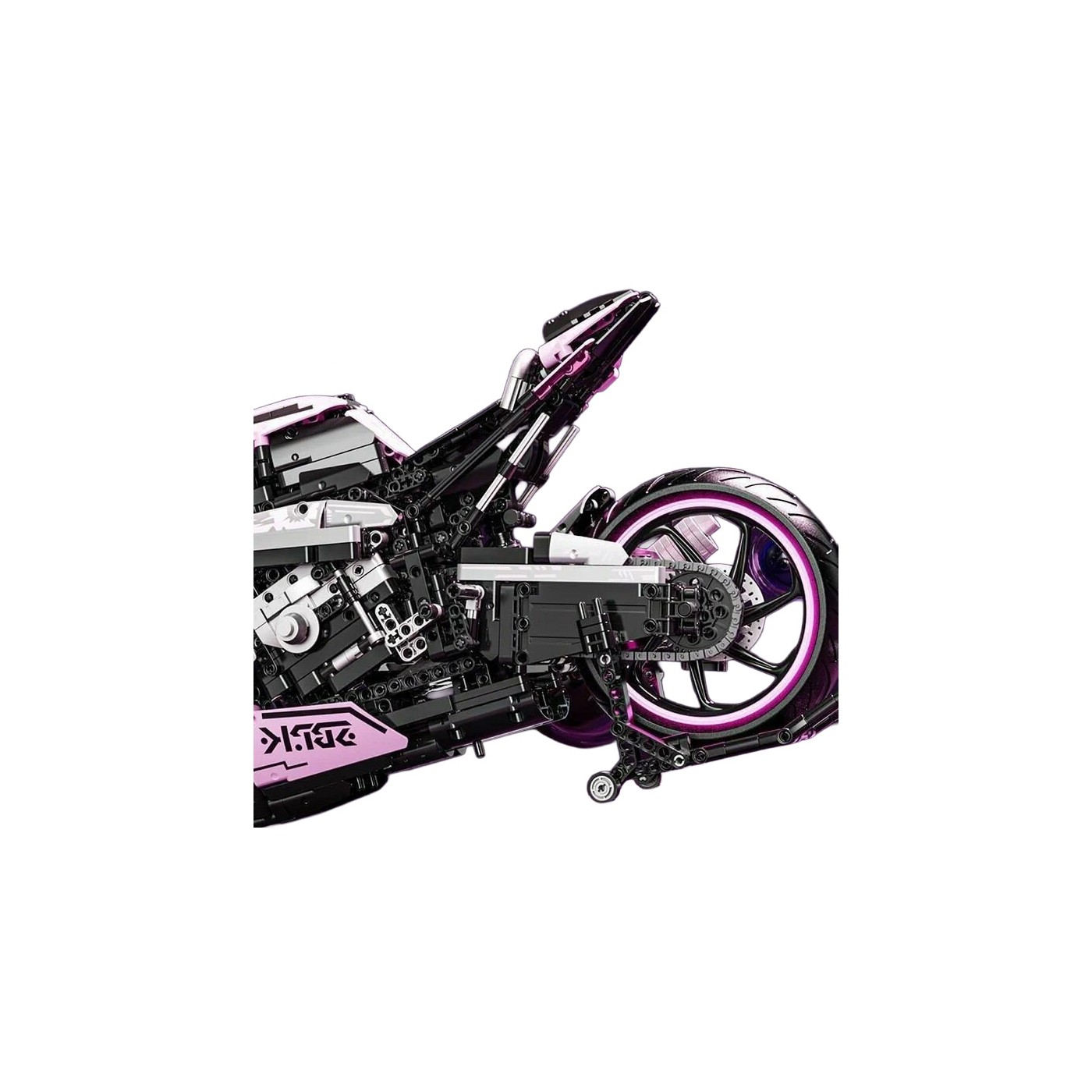 Sada stavebních kostek Motocyklový závodník, růžová, 2066 dílků.