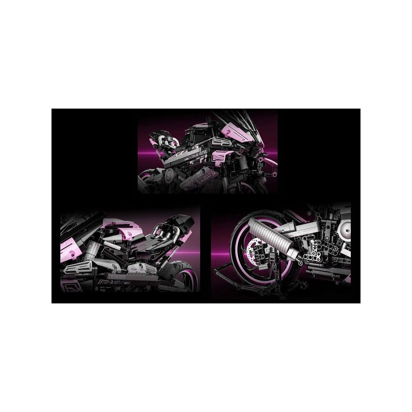 Sada stavebních kostek Motocyklový závodník, růžová, 2066 dílků.
