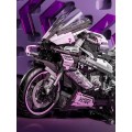 Sada stavebních kostek Motocyklový závodník, růžová, 2066 dílků.