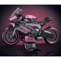 Sada stavebních kostek Motocyklový závodník, růžová, 2066 dílků.