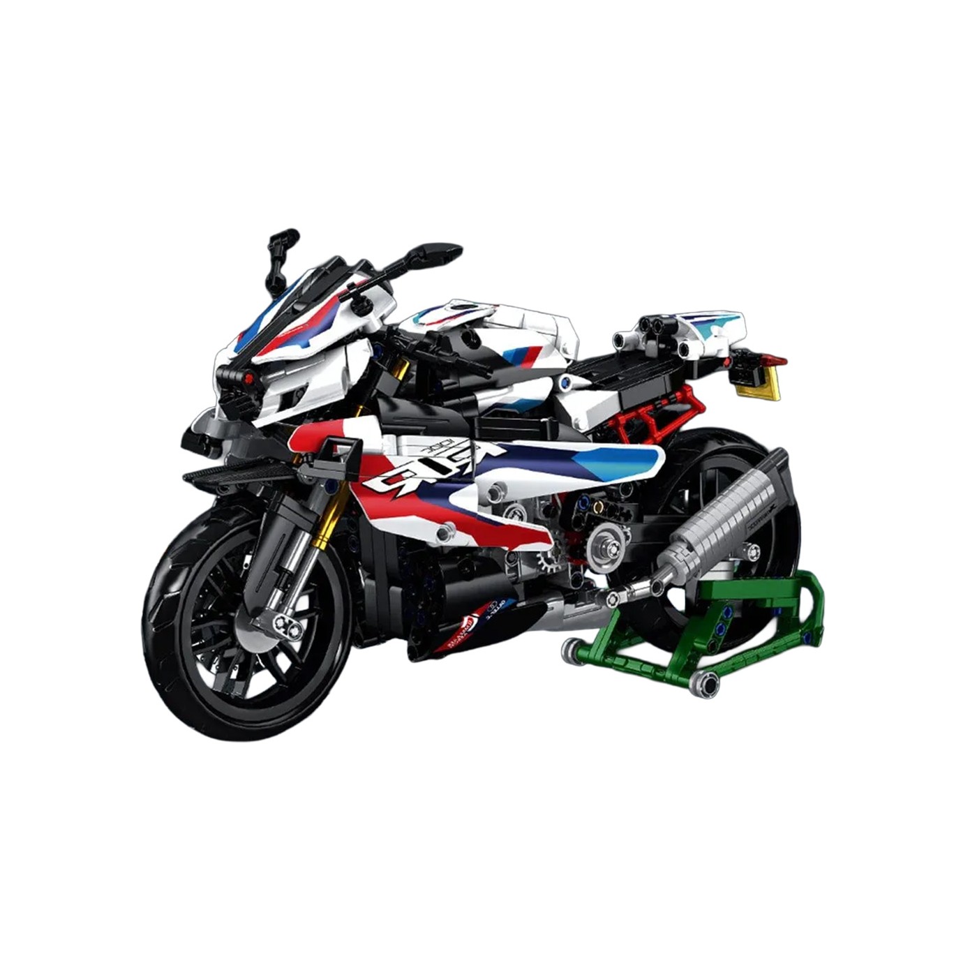 Sada stavebních kostek Motocyklový závodník, bílá, 912 dílků.