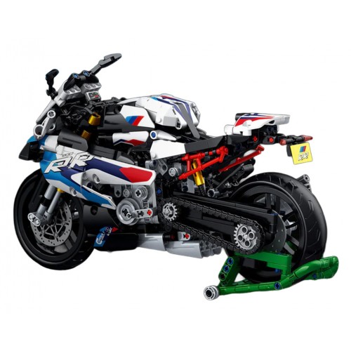Sada stavebních kostek Motocyklový závodník, bílá, 912 dílků.