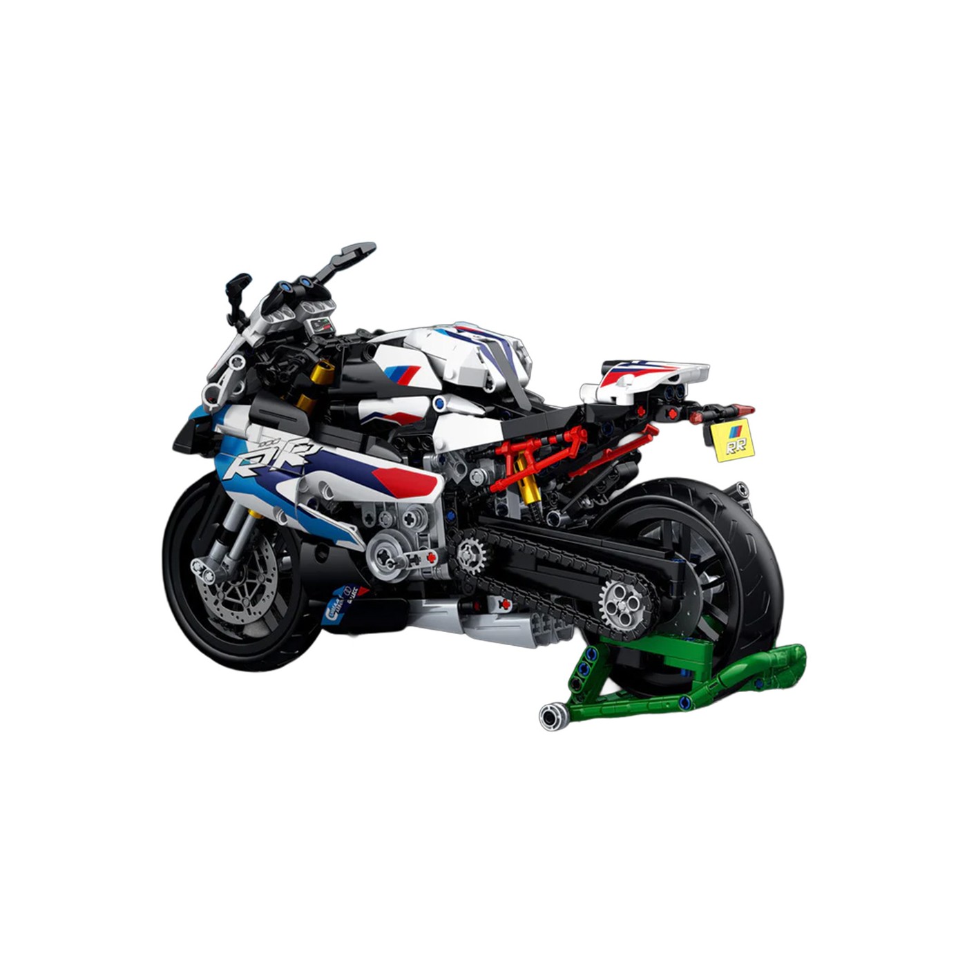Sada stavebních kostek Motocyklový závodník, bílá, 912 dílků.