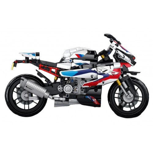 Sada stavebních kostek Motocyklový závodník, bílá, 912 dílků.
