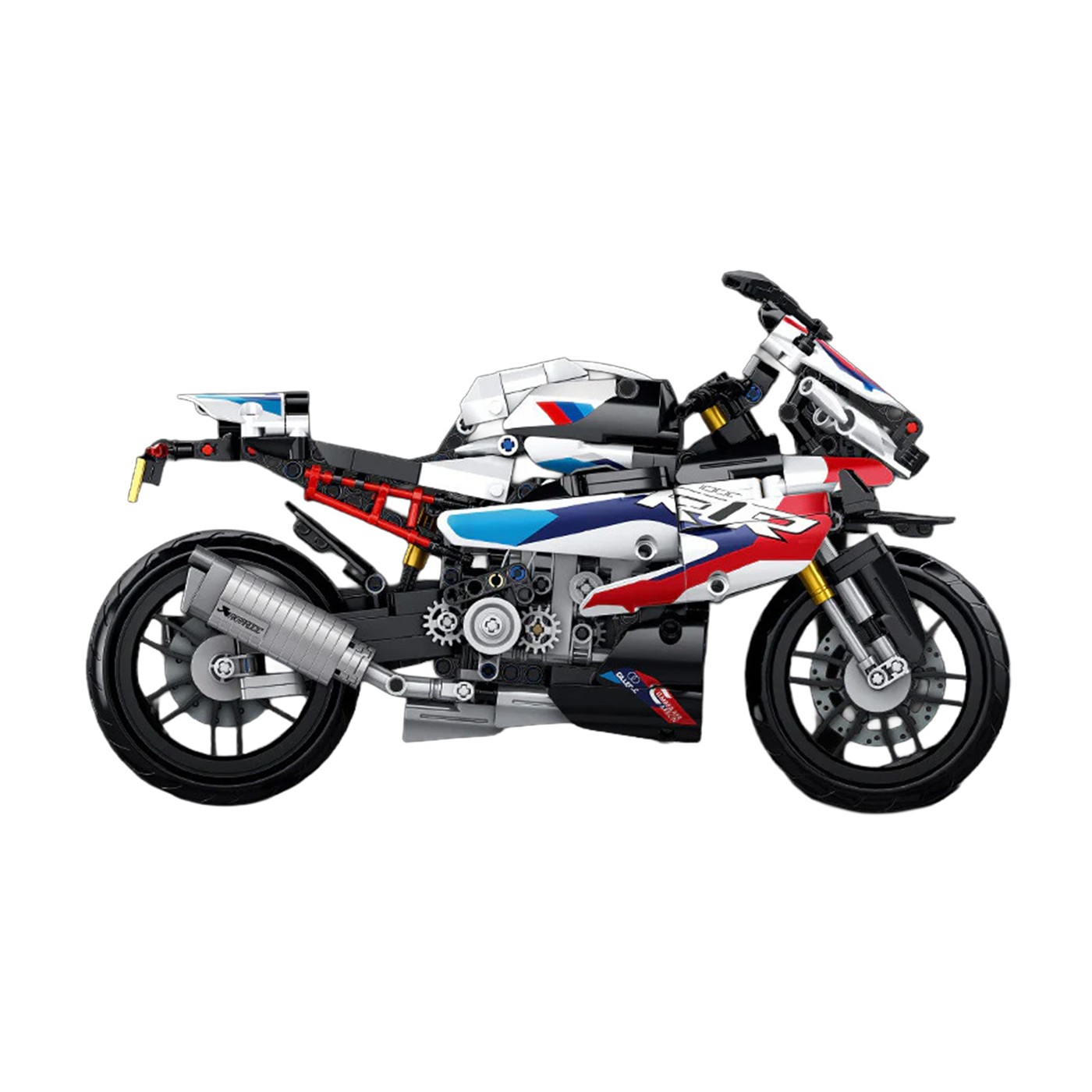 Sada stavebních kostek Motocyklový závodník, bílá, 912 dílků.