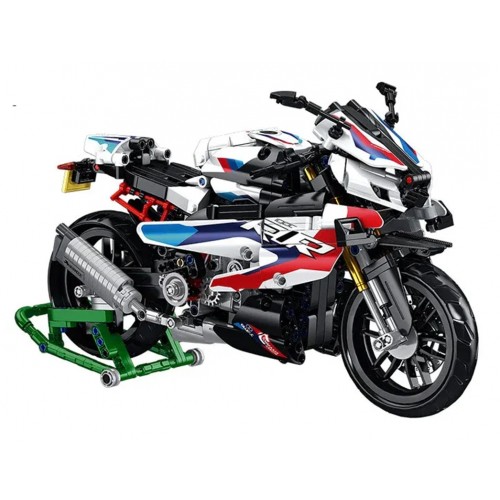 Sada stavebních kostek Motocyklový závodník, bílá, 912 dílků.
